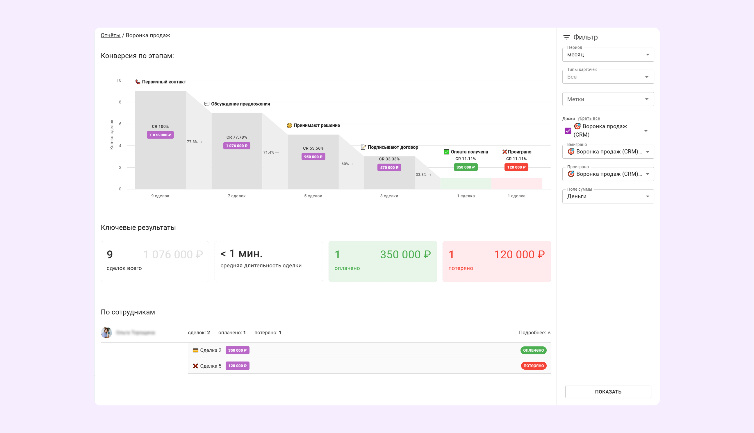 Новый отчет «Воронка продаж»