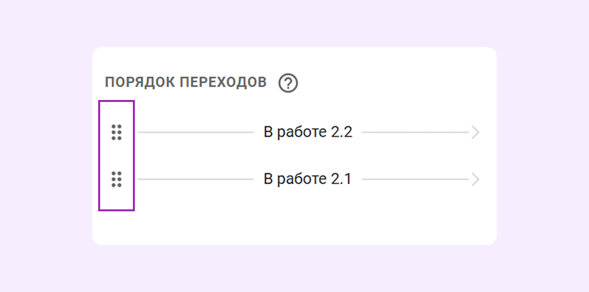 Порядок переходов в Workflows